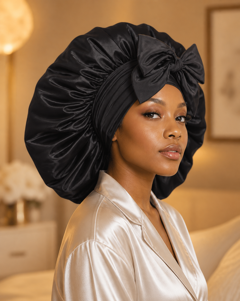 Black Satin Bonnet