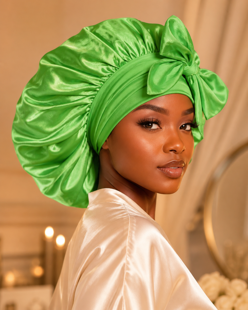 Bonnet Satin Cheveux Bouclés