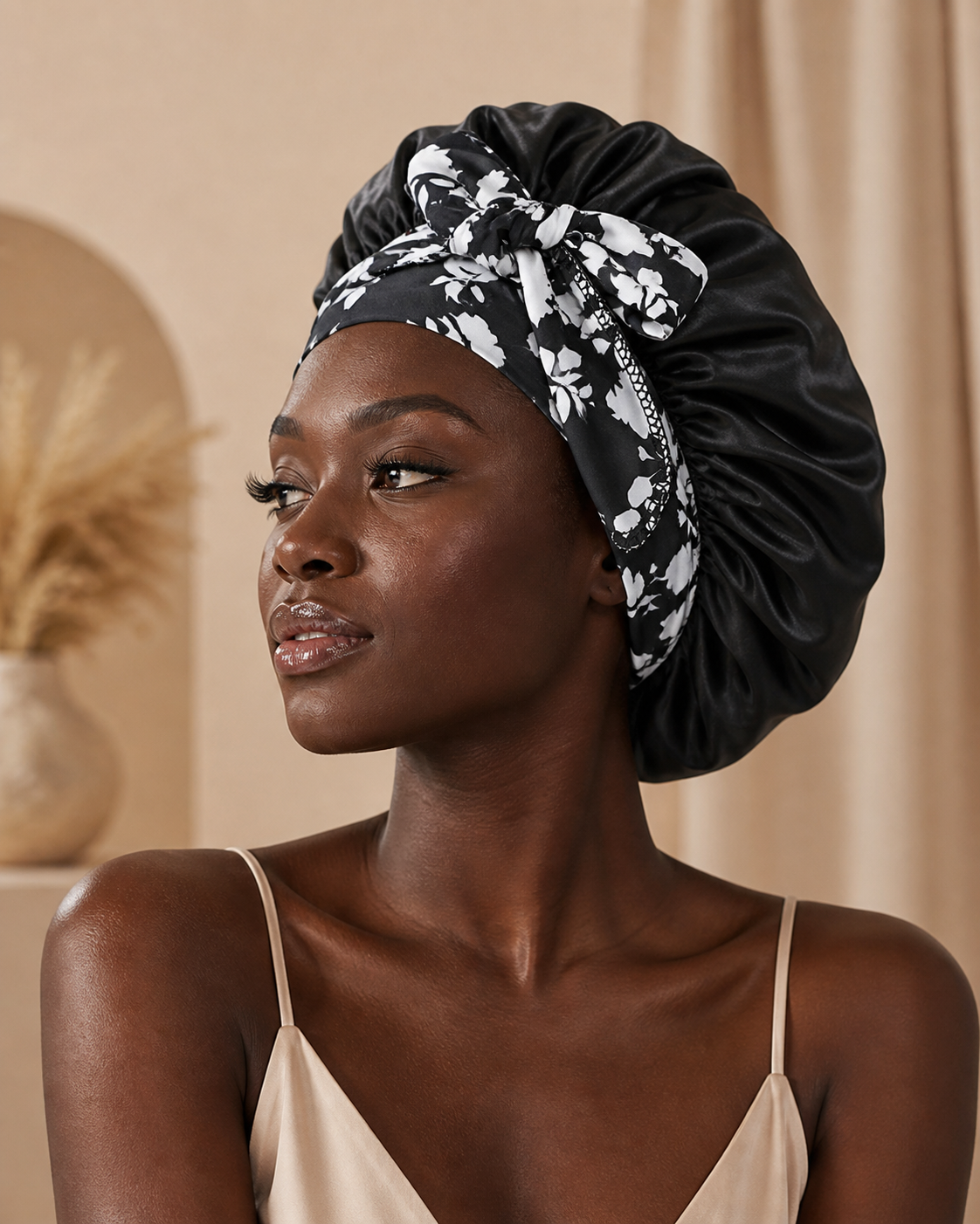 Satin Bonnet With Wide Band