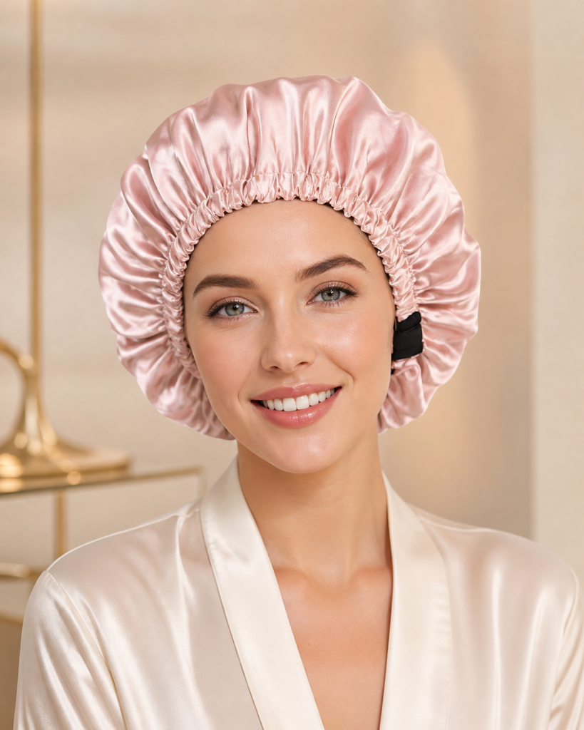 Satinhaube Locken - Ansicht 2