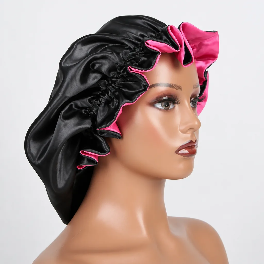 bonnet en satin réversible pour cheveux