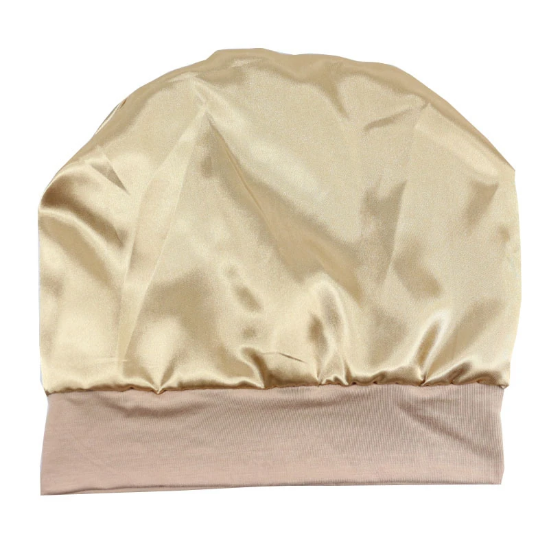 Bamboo Hair Bonnet – beige Haube, Innenansicht mit Satinfutter